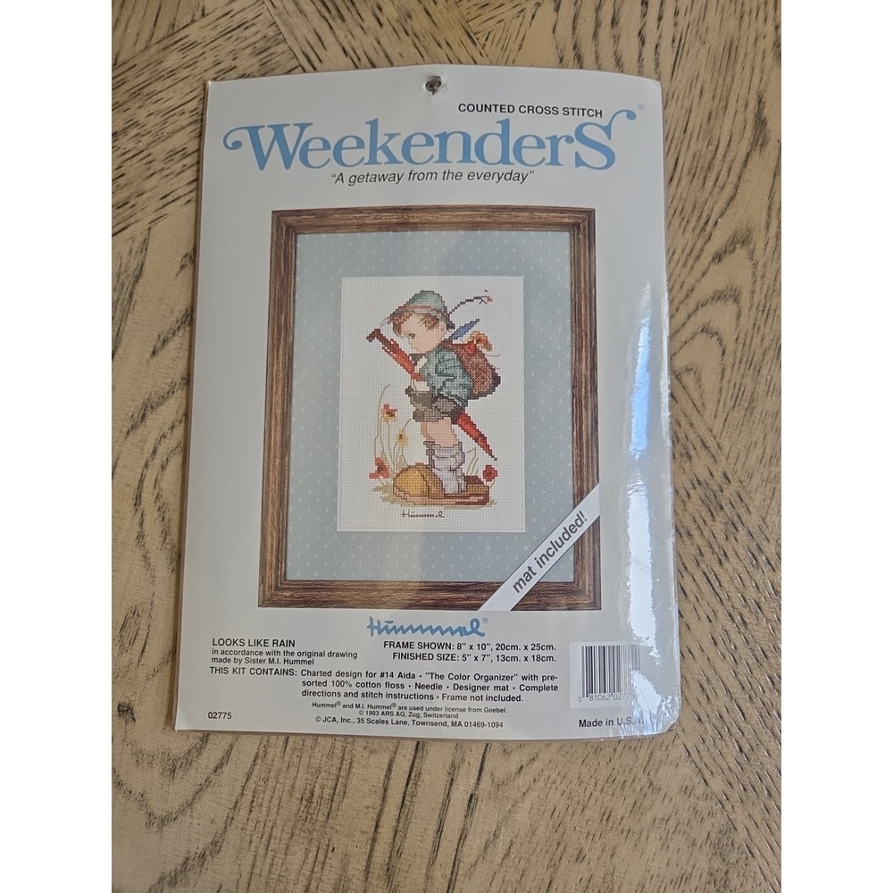 Vintage Weekenders Cross Stitch Kit Boy LOOKS LIKE RAIN Sealed With Mat 1993 NOS